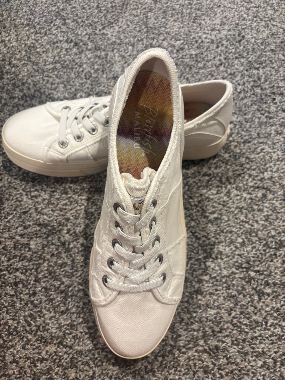 Blowfish White Canvas Lace-Up Sneakers